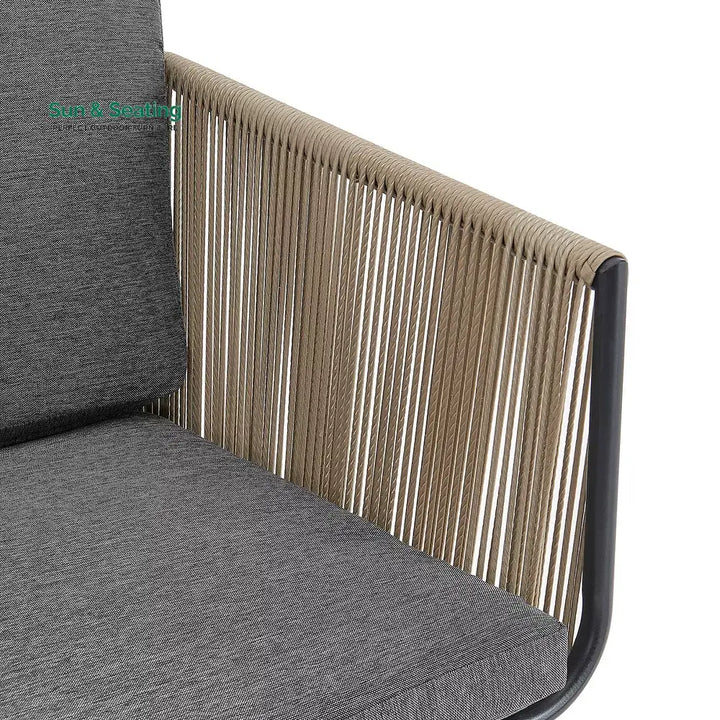 Odila Outdoor Patio Seating Set 2 Chairs and 1 Table Set (GREY + BROWN) Braided &amp; Rope Coffee Table Sets