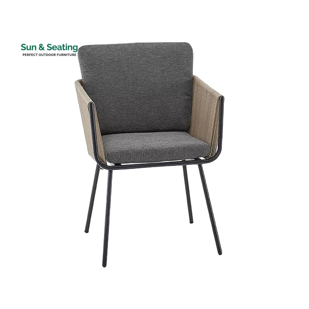 Odila Outdoor Patio Seating Set 2 Chairs and 1 Table Set (GREY + BROWN) Braided &amp; Rope Coffee Table Sets