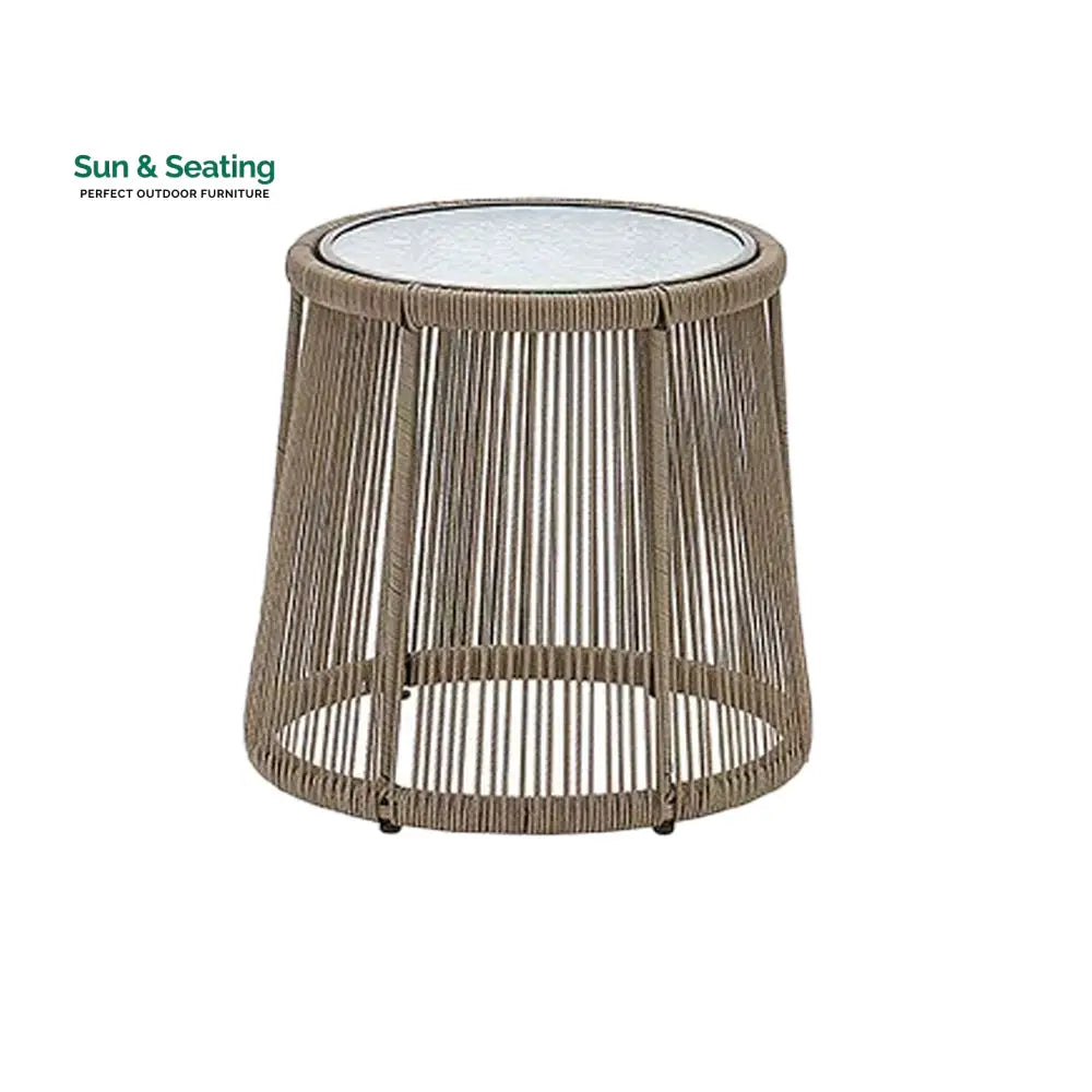 Odila Outdoor Patio Seating Set 2 Chairs and 1 Table Set (GREY + BROWN) Braided &amp; Rope Coffee Table Sets