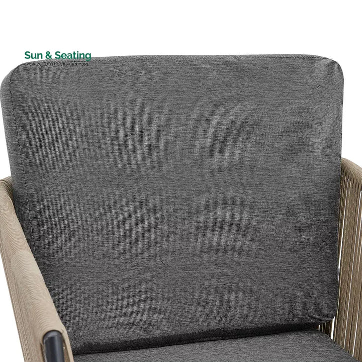 Odila Outdoor Patio Seating Set 2 Chairs and 1 Table Set (GREY + BROWN) Braided &amp; Rope Coffee Table Sets