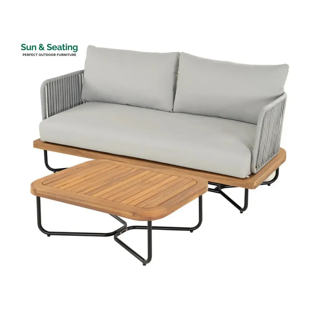 Oindrila Outdoor 6-Piece Rope Woven Conversation Sofa Set with Wooden Top Table Sofa Set