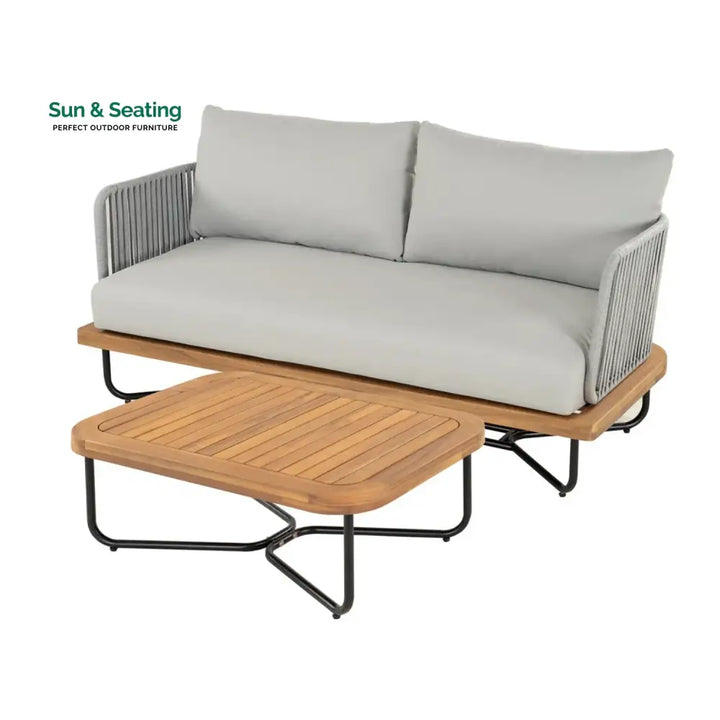 Oindrila Outdoor 6-Piece Rope Woven Conversation Sofa Set with Wooden Top Table Sofa Set