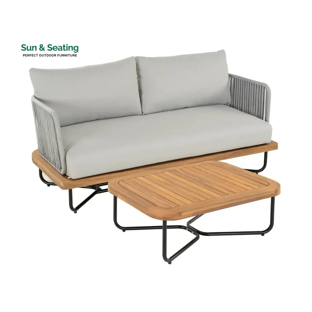 Oindrila Outdoor 6-Piece Rope Woven Conversation Sofa Set with Wooden Top Table Sofa Set