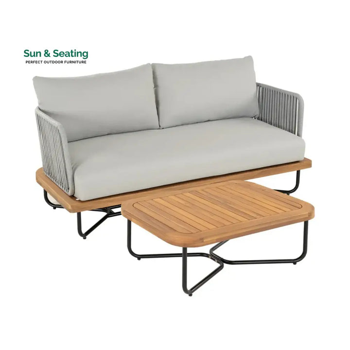 Oindrila Outdoor 6-Piece Rope Woven Conversation Sofa Set with Wooden Top Table Sofa Set