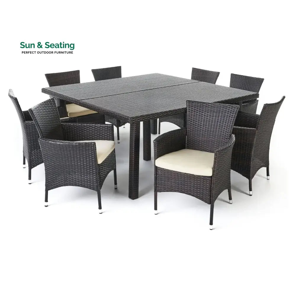 Ojasvi 9-Piece Outdoor Rattan Wicker Square Dining Set Dining Set