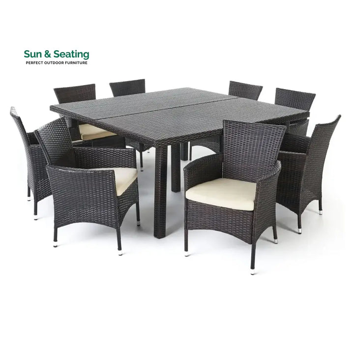 Ojasvi 9-Piece Outdoor Rattan Wicker Square Dining Set Dining Set