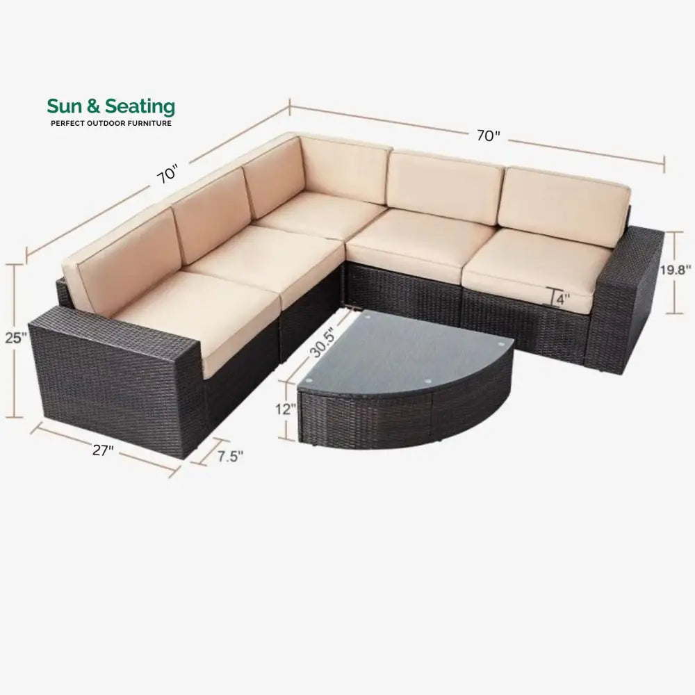 Okapi Outdoor Garden Balcony Sofa Set 5 Seater and 1 Center Table Set (Brown) Sofa Sets