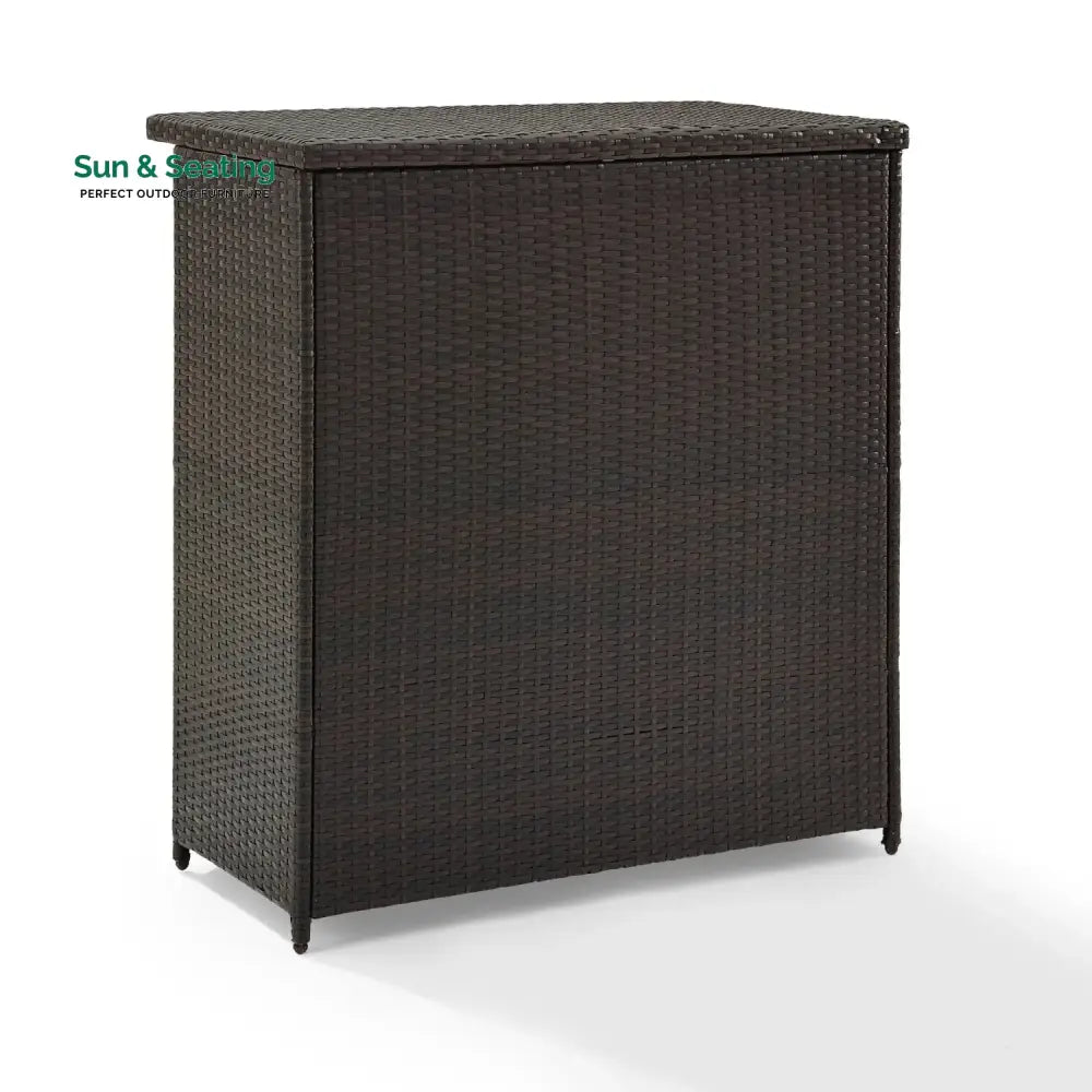 Olalla Outdoor Rattan Wicker Bar Table With Storage Selves Bar Table