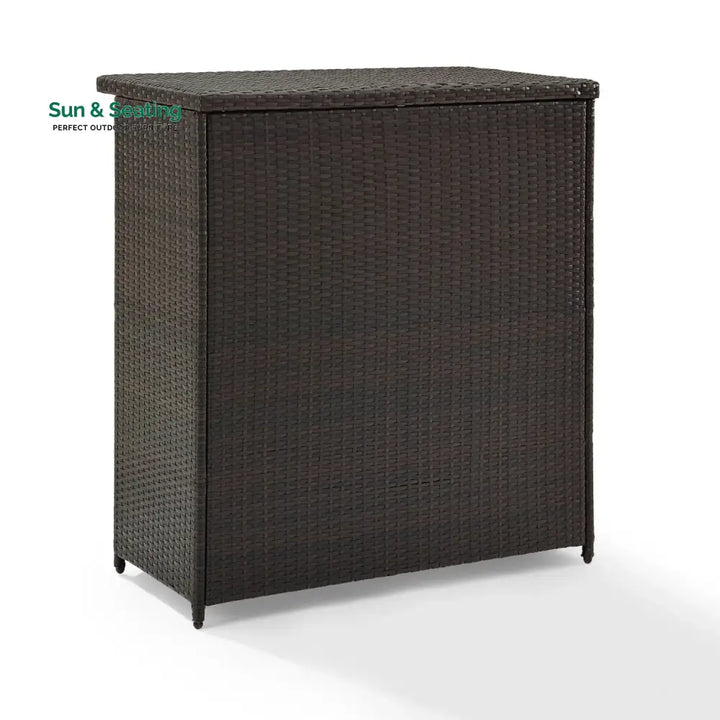 Olalla Outdoor Rattan Wicker Bar Table With Storage Selves Bar Table