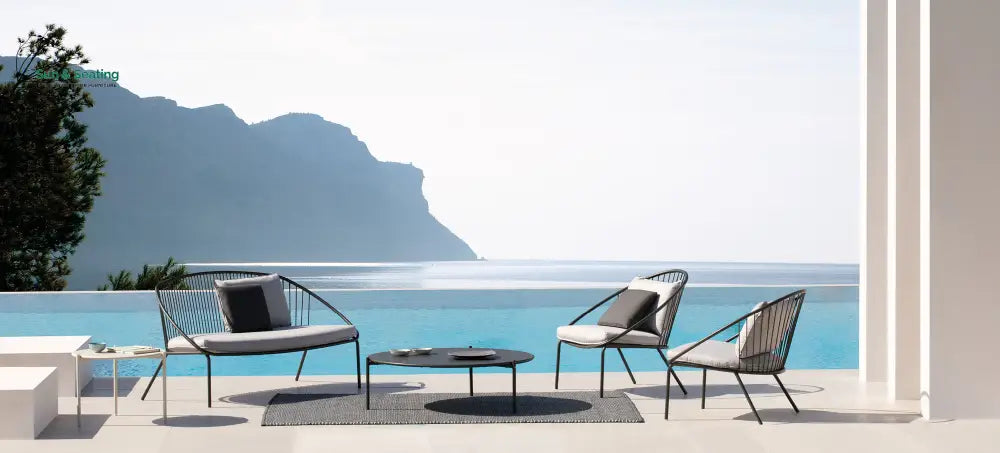 Oli Outdoor Garden Balcony Sofa Set 2 Seater 2 Single seater and 1 Center Table Set (Black + Cream) Sofa Sets