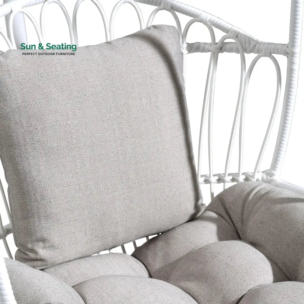 Olivia Single Seater Hanging Swing With Stand For Balcony Garden (White) Swings