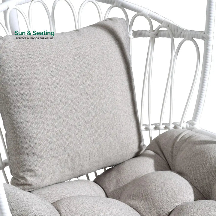 Olivia Single Seater Hanging Swing With Stand For Balcony Garden (White) Swings