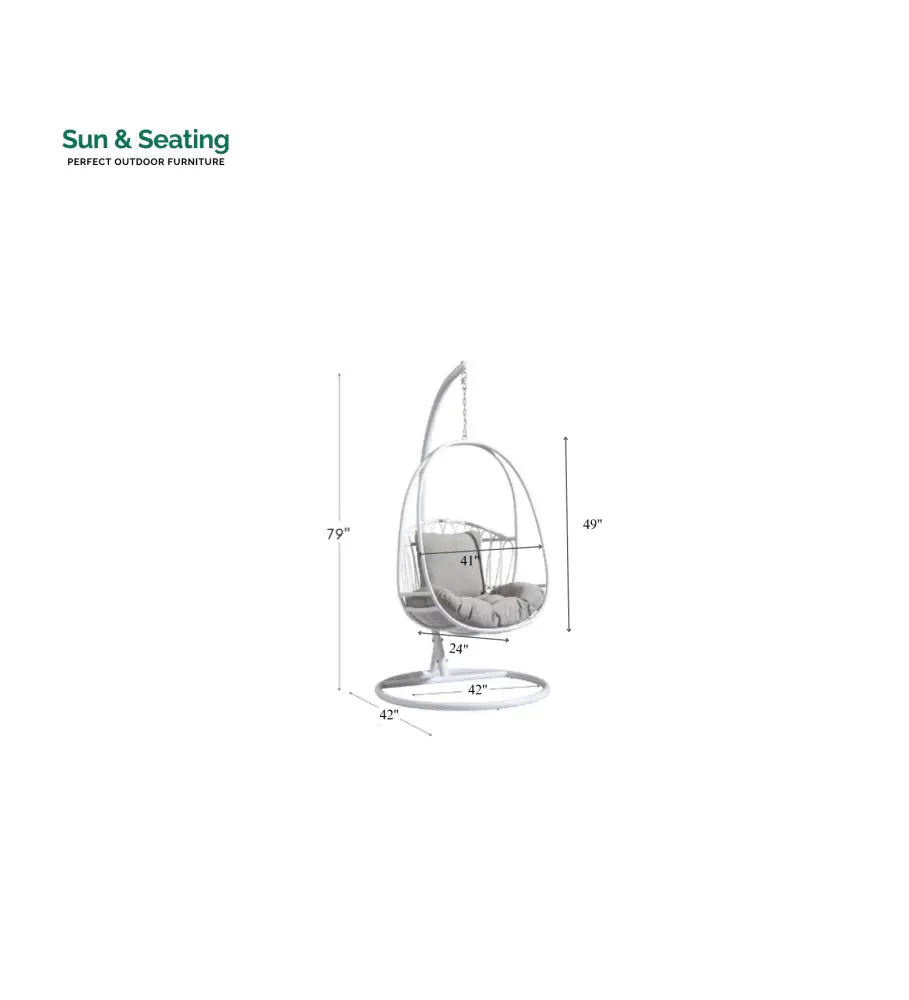 Olivia Single Seater Hanging Swing With Stand For Balcony Garden (White) Swings
