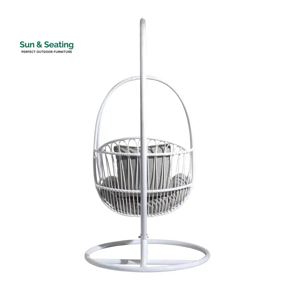 Olivia Single Seater Hanging Swing With Stand For Balcony Garden (White) Swings