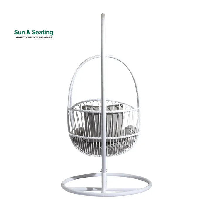 Olivia Single Seater Hanging Swing With Stand For Balcony Garden (White) Swings