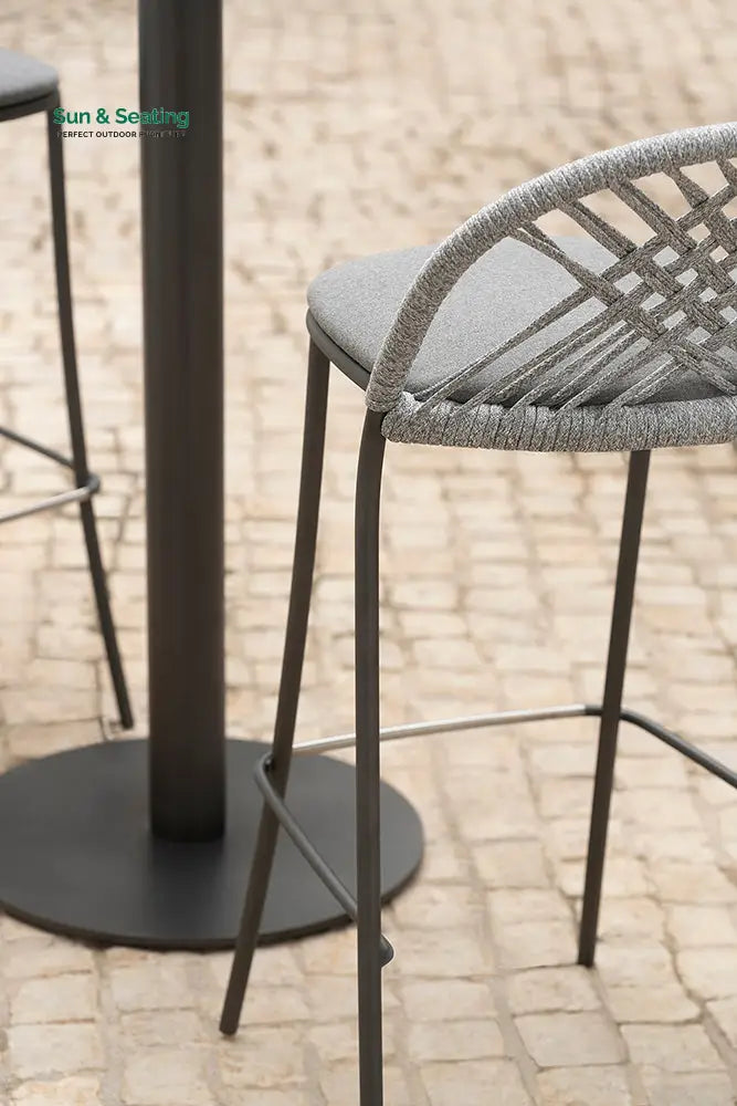 Olivie Outdoor Patio Bar Set 2 Chairs and 1 Table Set (Grey) Braided &amp; Rope Bar Sets