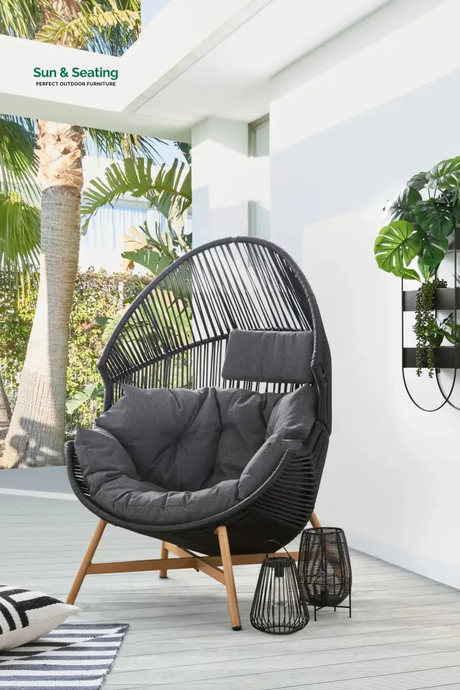 Olivo Single Seater Swing Basket For Balcony &amp; Garden (Black) Swings