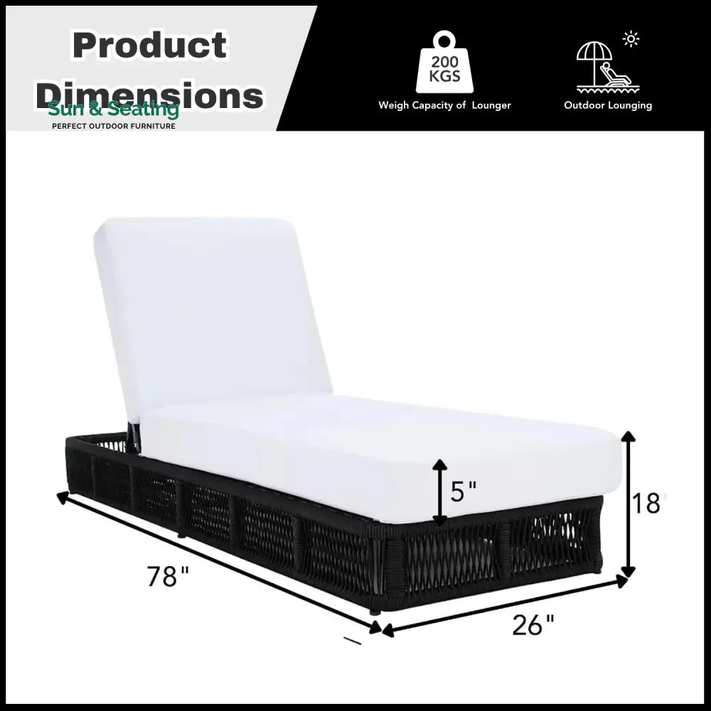 Omaira Outdoor All-Weather Rope Lounger with Cushions Lounger Set