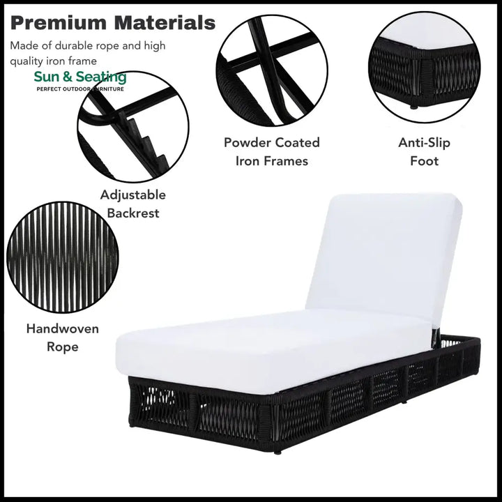 Omaira Outdoor All-Weather Rope Lounger with Cushions Lounger Set