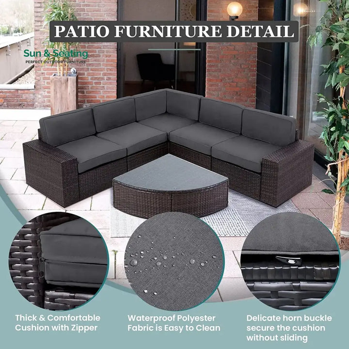 Omehia Outdoor Garden Balcony Sofa Set 5 Seater and 1 Center Table Set (Grey) Sofa Sets