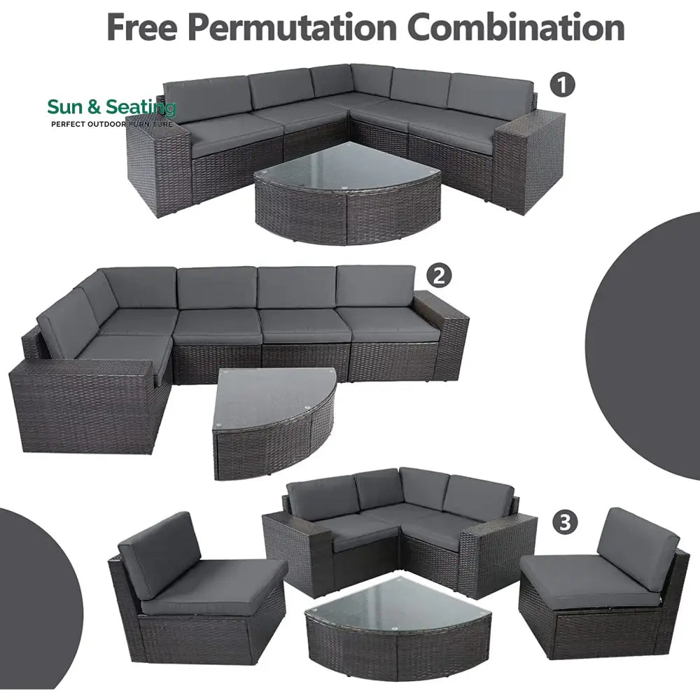Omehia Outdoor Garden Balcony Sofa Set 5 Seater and 1 Center Table Set (Grey) Sofa Sets