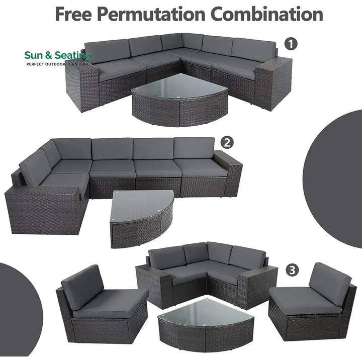 Omehia Outdoor Garden Balcony Sofa Set 5 Seater and 1 Center Table Set (Grey) Sofa Sets