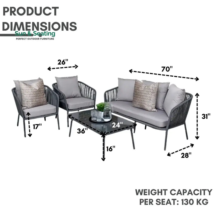 Ophelia 5-Seater Outdoor All-Weather Rope Sofa Set Sofa Set