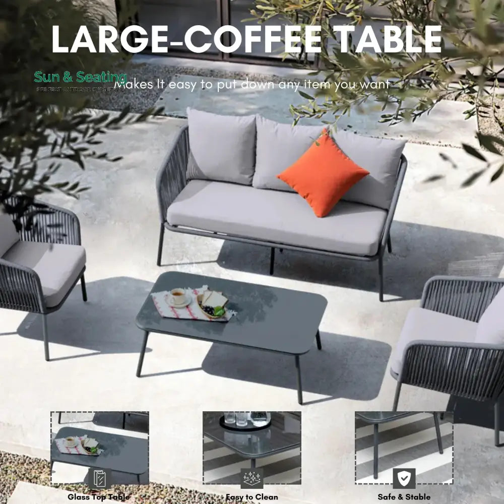 Ophelia 5-Seater Outdoor All-Weather Rope Sofa Set Sofa Set