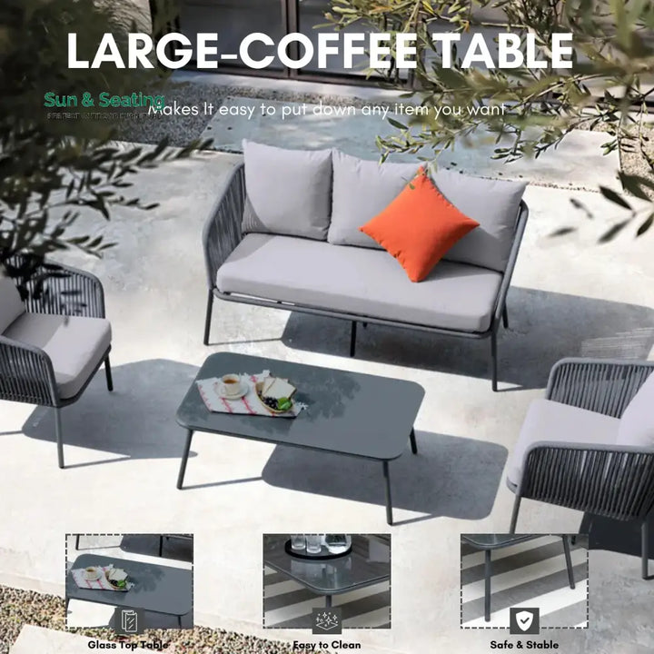 Ophelia 5-Seater Outdoor All-Weather Rope Sofa Set Sofa Set