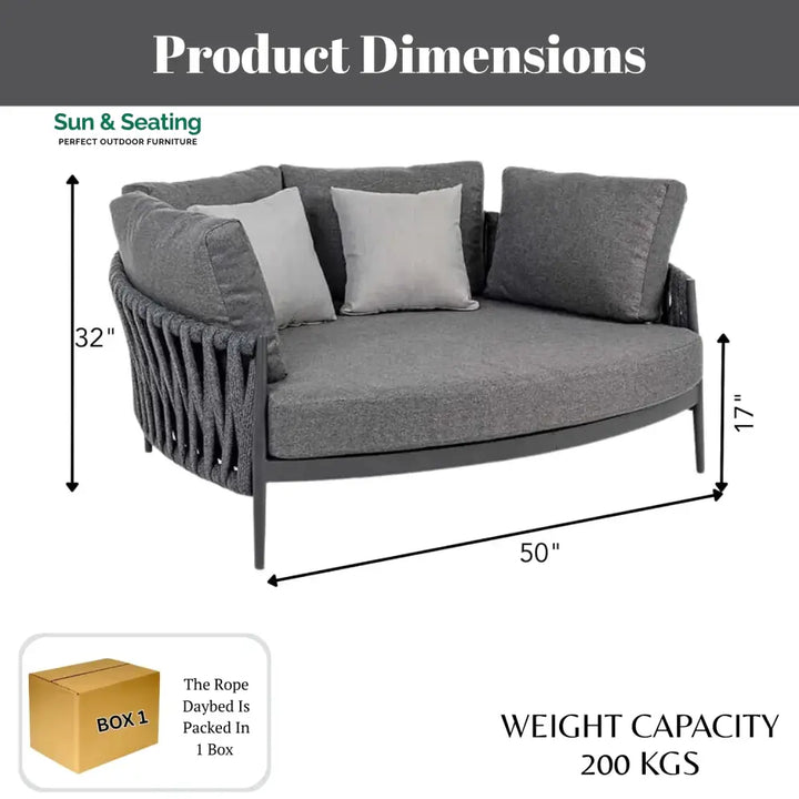 Ophelie Outdoor Patio Rope Daybed for Garden Daybed