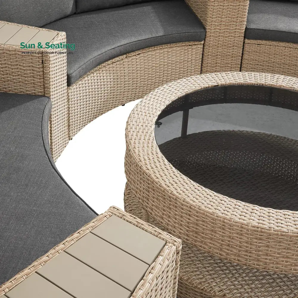 Orca Outdoor Patio Sofa Set 6 seater and 1 Center Table (Light brown) Sofa Sets