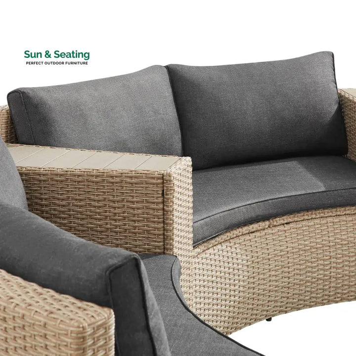 Orca Outdoor Patio Sofa Set 6 seater and 1 Center Table (Light brown) Sofa Sets