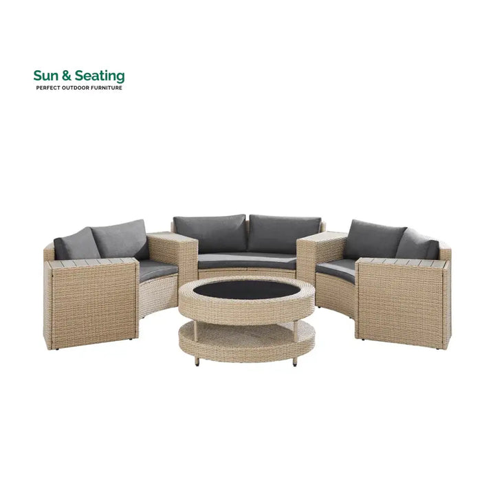 Orca Outdoor Patio Sofa Set 6 seater and 1 Center Table (Light brown) Sofa Sets
