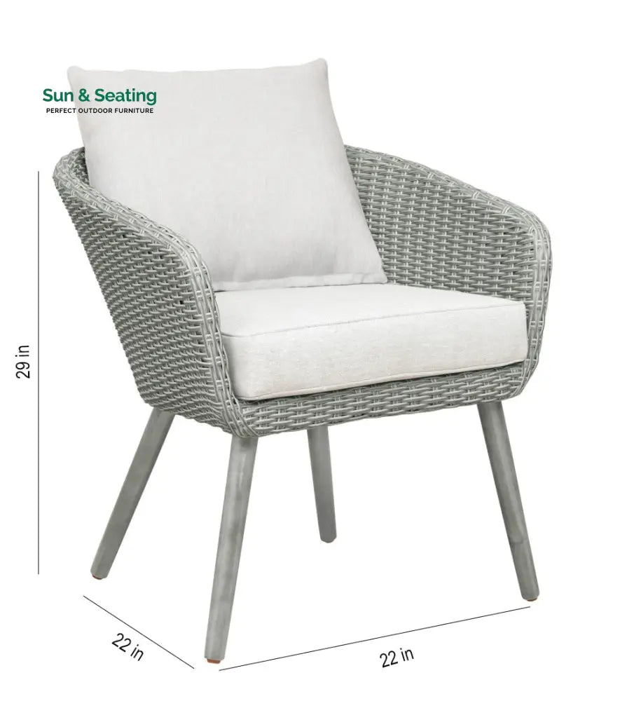 Orek Outdoor Patio Seating Set 2 Chairs and 1 Table Set (Grey + White) Coffee Table Sets