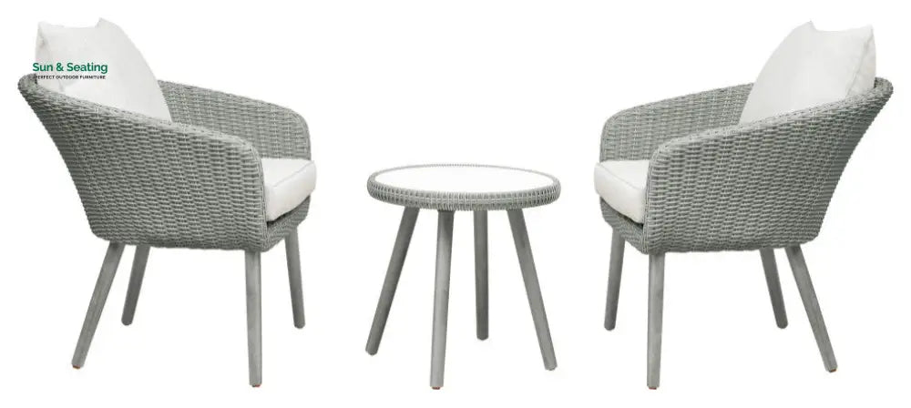 Orek Outdoor Patio Seating Set 2 Chairs and 1 Table Set (Grey + White) Coffee Table Sets