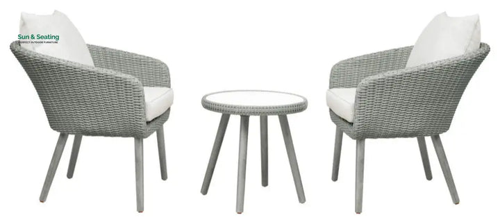Orek Outdoor Patio Seating Set 2 Chairs and 1 Table Set (Grey + White) Coffee Table Sets