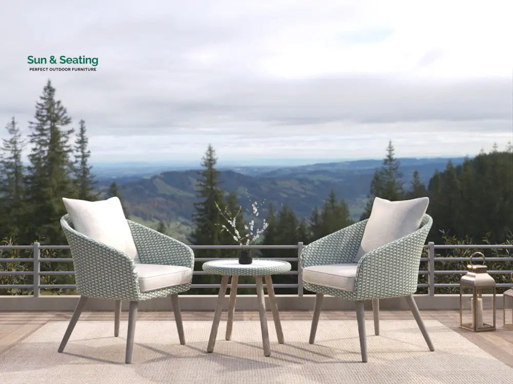Orek Outdoor Patio Seating Set 2 Chairs and 1 Table Set (Grey + White) Coffee Table Sets