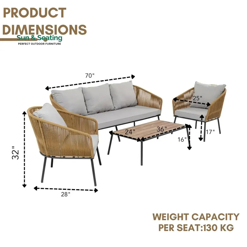 Oriana 5-Seater Outdoor All-Weather Rope Sofa Set Sofa Set