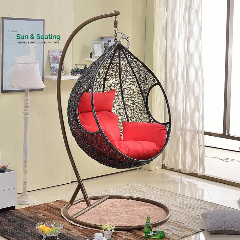 Orlanda Single Seater Hanging Swing With Stand For Balcony Garden Swing (Black) Swings
