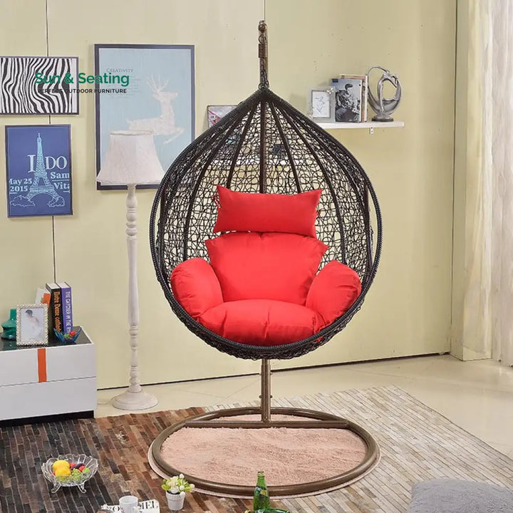 Orlanda Single Seater Hanging Swing With Stand For Balcony Garden Swing (Black) Swings