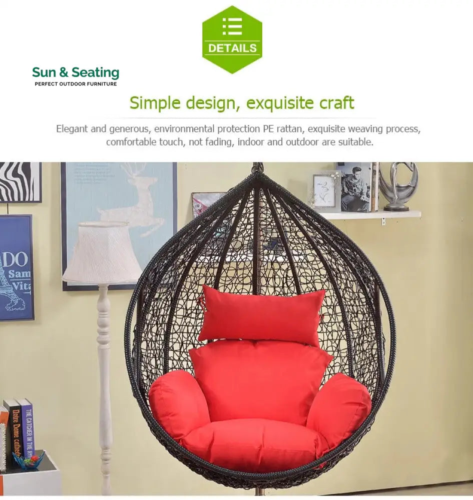 Orlanda Single Seater Hanging Swing With Stand For Balcony Garden Swing (Black) Swings