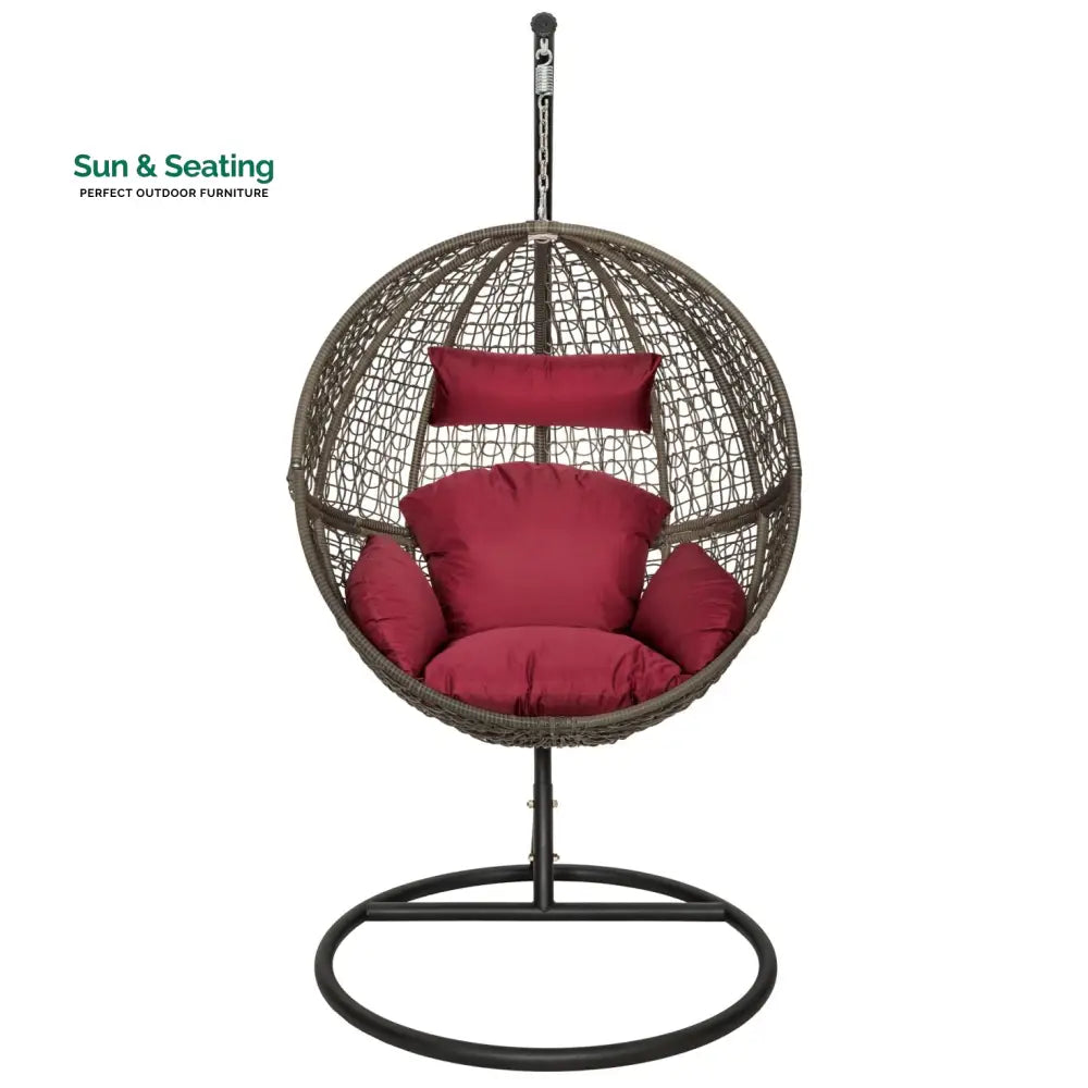 Orsino Single Seater Hanging Swing With Stand For Balcony Garden Swing (Light Brown) Swings