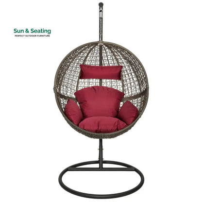 Orsino Single Seater Hanging Swing With Stand For Balcony Garden Swing (Light Brown) Swings