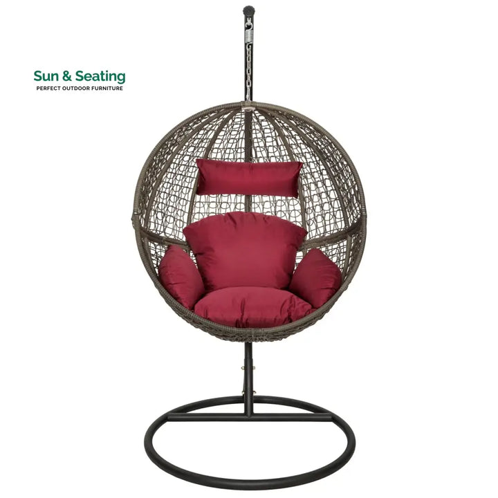 Orsino Single Seater Hanging Swing With Stand For Balcony Garden Swing (Light Brown) Swings