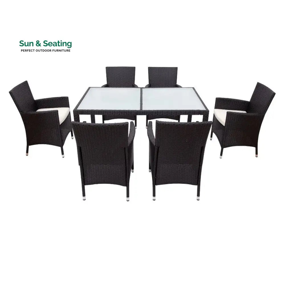 Orso Outdoor Patio Dining Set 6 Chairs and 1 Table (Black) Dining sets