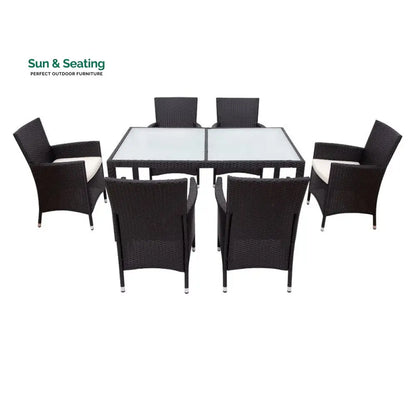 Orso Outdoor Patio Dining Set 6 Chairs and 1 Table (Black) Dining sets