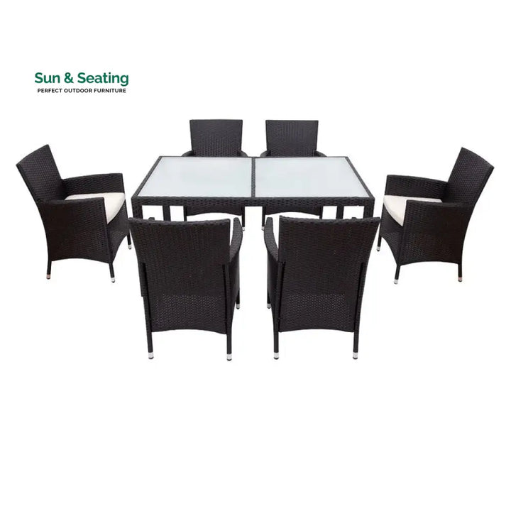 Orso Outdoor Patio Dining Set 6 Chairs and 1 Table (Black) Dining sets