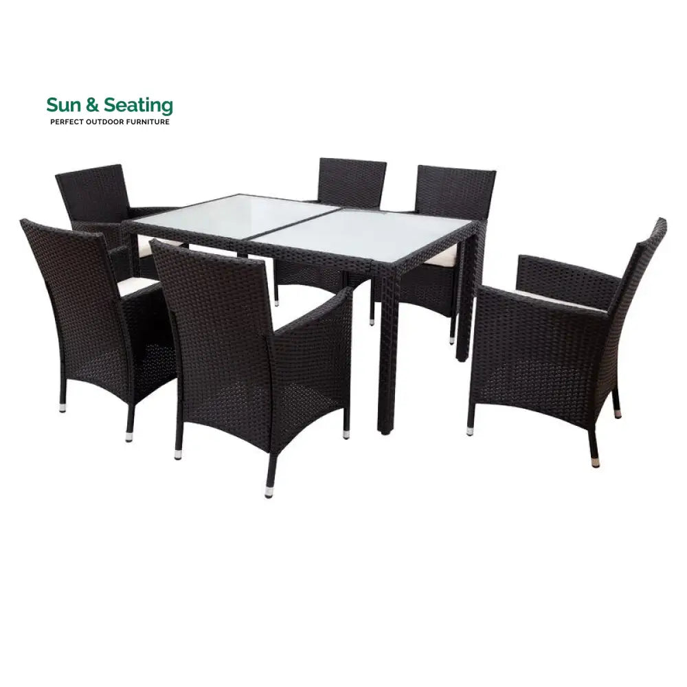 Orso Outdoor Patio Dining Set 6 Chairs and 1 Table (Black) Dining sets