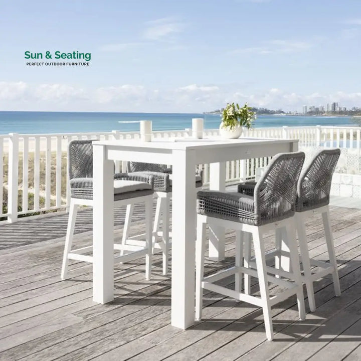 Oscuro Outdoor Patio Bar Sets 4 Chairs and 1 Table Braided &amp; Rope Bar Sets