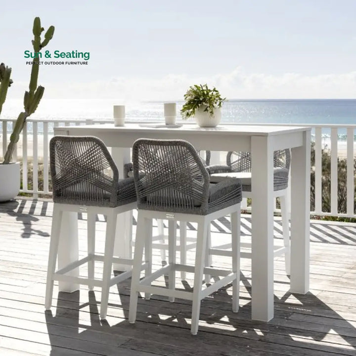 Oscuro Outdoor Patio Bar Sets 4 Chairs and 1 Table Braided &amp; Rope Bar Sets